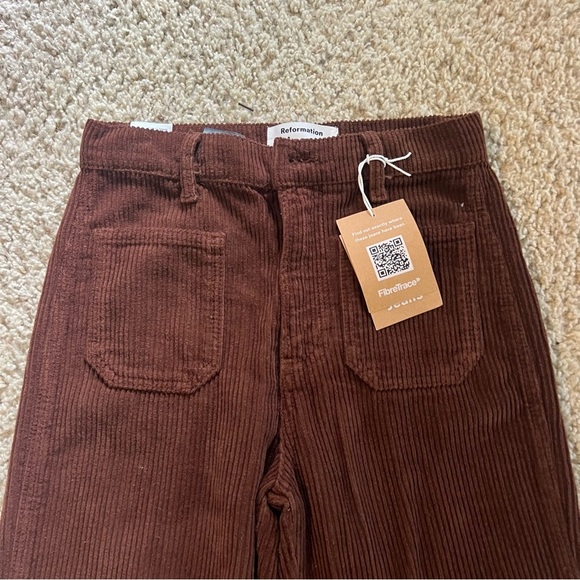 Reformation Jeans Alyssa Cotton-Corduroy Wide-leg pants NWT - Picture 3 of 8